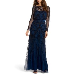 Adrianna Papell Long Sleeve Embellished Gown